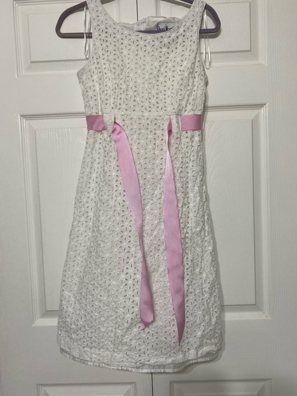 Sheri Martin white eyelets fully lining sleeveless women dress size 4